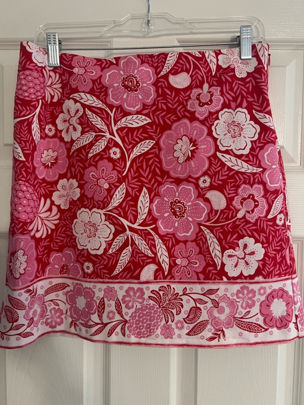 Talbots Petite Floral Skirt in Pink and Red